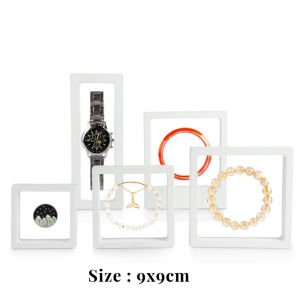 SG Seller Jewelry Medal Display Box / Transparent Film Storage Box Dustproof Display Organizer Suspension Box /Transparent Frame Display Case Holder for Ring Necklace Bracelet Earring