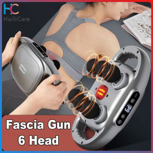 Hailicare Electric Six-head Fascia Massager High Frequency V-ibration Deep Massage with Red Light Therapy Muscle Relaxation Relieve Fatigue Back Leg Neck Shoulder Body USB Charging