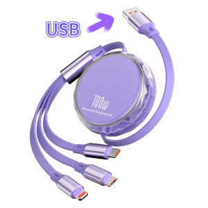 สายชาร์จ 3 in 1 100W สามารถใช้เป็น ที่วางโทรศัพท์มือถือ สำหรับ iP + Micro + Type-C ชาร์จพร้อมกัน 3 เครื่อง