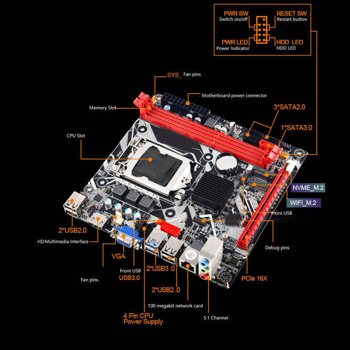 B75 MS Motherboard LGA 1155 Motherboard WiFi M.2 HD Multimedia ...