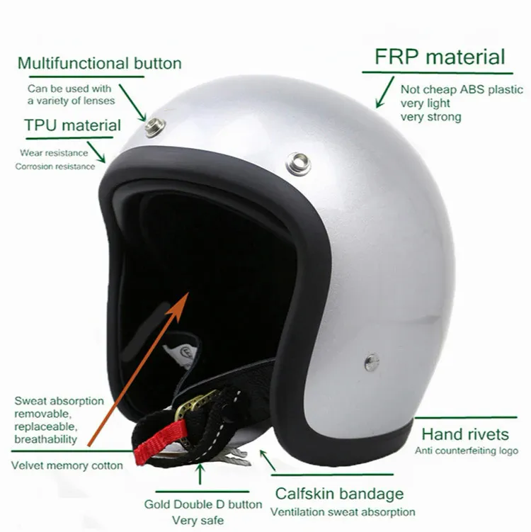 TT COCASKS 500TX Motorcycle R Helmets UV Double Visor 3/4