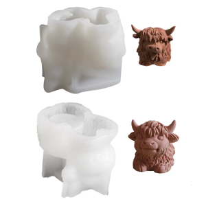 Yak Head Statue Silicone Molds Yak Figurine Silicone Molds for Epoxy Resin Soap Potted Vase Pen Cup