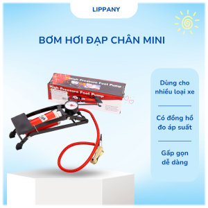 Bơm Hơi Đạp Chân Mini Đa Năng Có Đồng Hồ Đo Áp Suất - Thiết Bị Bơm Xe Đa Năng Dễ Dàng Gấp Gọn