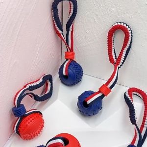 Dog Chew Ball Tpr Rubber Teething Dental Cleaning Interactive Fetch Puppy Pet Toy
