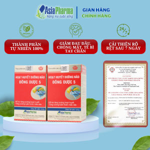 [2 HỘP] Viên uống hoạt huyết dưỡng não Đông Dược 5 Asia Pharma hỗ trợ thiểu năng tuần hoàn não - Hộp 30 viên