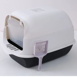 Big Large Cat Litter Box With Cover Scoop Fully Enclosed Cat Toilet Splash Proof Cat Potty Poop Tray