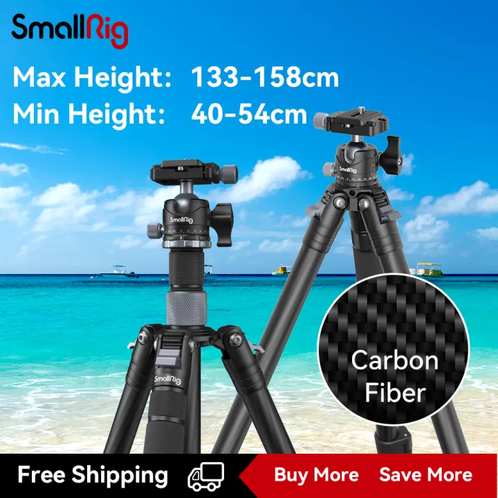 SmallRig Travel Carbon Fiber Tripod with Center Column Ball Head (Max Load 12 kg) Adjustable Height from 40cm to 158cm Monopod Tripod Stand for dslr camera