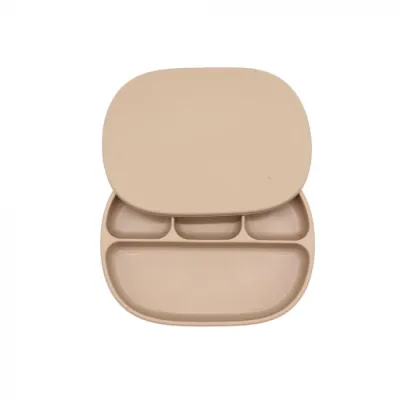 Biomom 4-Divided Silicone Suction Baby Plate with Cover (26 Types)