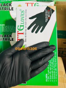 Găng Tay Y Tế Nitrile Màu Đen TTGloves Nitrile Trọng Lượng 4.0G Size SML Dùng Trong Thẩm Mỹ Phun Xăm Spa Thực Phẩm
