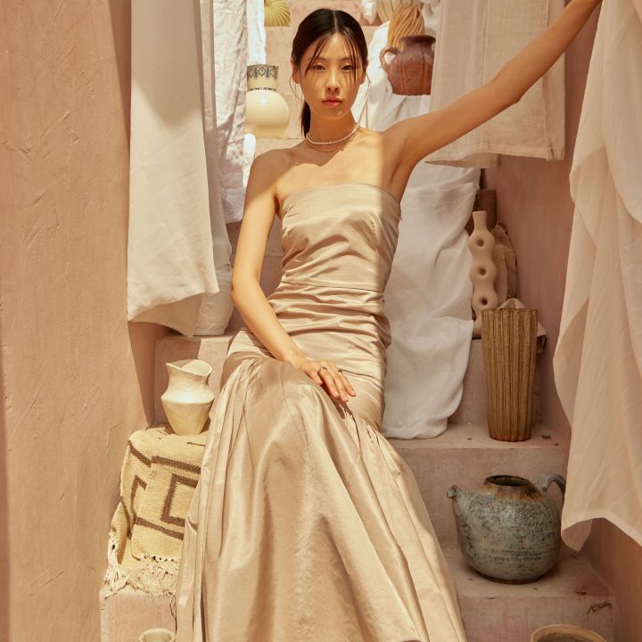 Sheer Silk Circle Hem Dress Liqueur main image 1