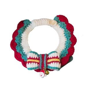 Knitted Cat scarf Handmade Breakaway Cat Scarf - Adjustable Soft and Ideal for Christmas Outfits and Holiday Photos - Kitten Puppies Accessories （1 Pack）