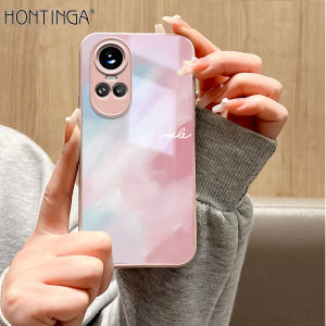 Hontinga Tempered Glass Casing Cases For OPPO Reno 10 Pro 2F 4F 5F 2Z Reno 5 3 4 6 6z 7z 8 8T 8Z 7 Pro Reno5 Pro 5G 4G Case Colored Watercolor Picture Phone Case  Back Cover Casing Hard Case
