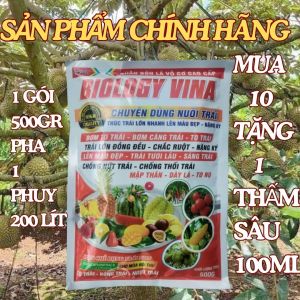 CHUYÊN DÙNG NUÔI TRÁI PHÂN BÓN LÁ BIOLOHY VINA GÓI 500GR PHA 1PHUY 200 LÍT MUA 10 TẶNG 1 THẤM SÂU