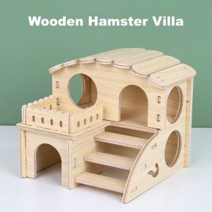 MUSASI Easy to Install Hamster Villa Wooden Chewable Platform House Cage Accessories Seesaw Swing Pet Supplies