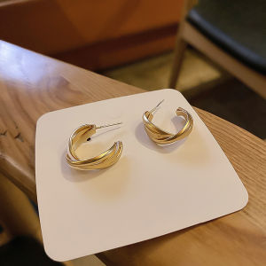 Bestella💗2PCS/Set Anting Paduan Sederhana S925/Anting Temperamen Bengkok Geometris/Anting Mode Wanita COD