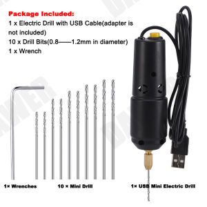 USB Mini Electric Drill with Drill Bit for Resin Plastic Wood Polymer Clay Jewelry DIY Craft