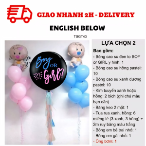 Bộ Bong Bóng Trang Trí Tiệc Dự Đoán Giới Tính Màu Xanh Hồng TBGT43