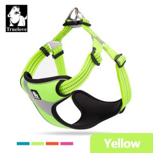TRUELOVE Dog Harness Adjustable Soft Mesh Easy on Vest No Pull Dog Harness Safety Reflective Outdoor for Small Medium Pet Vest