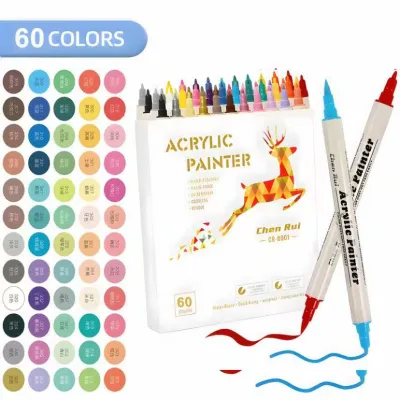 12/24/60 Colors Dual-Head Acrylic Marker Pen Coloring Pen Highlighter Set Of Painting And Drawing Acrylic Marker Office Supplie