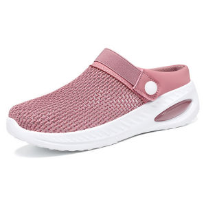 IELGY 2025Pink womens spring new casual flying weave breathable semi-slip-on shoes women