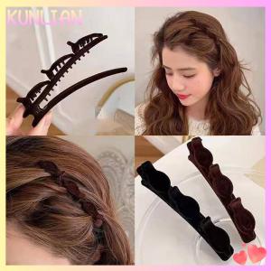 [KUNLIAN] Flocked Bangs Hair Clip Headwear Duckbill Hair Claws Barrettes Vintage Hair Clips Hairgrip Braided Fashion Hairpins Hair Accessories Headwear