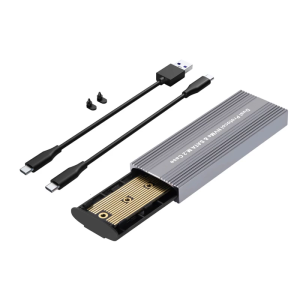 USB C 3.2 Aluminum Enclosure Case for M.2 NVMe Double Protocol Drives Featuring Toolless Setups