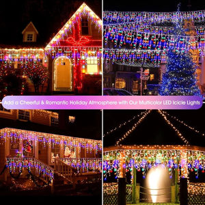 LAIMA Christmas Festival Lights LED Curtain Icicle String Lights Waterfall Fairy String Lights Garland Outdoor Wedding Party Decor
