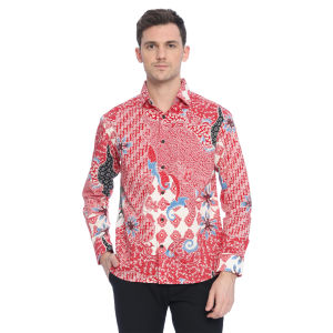 Agrapana Baju Kemeja Batik Pria Dewasa Mewah 2023 Lengan Panjang Terbaru Slimfit Pekalongan Sadi