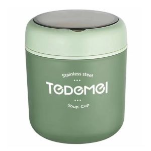 530ML Stainless Steel Insulated Food Jar TODEMOI with Soup Cup and Spoon Set in Green and Blue Colors