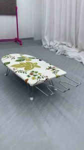 KANTAREEYA โต๊ะรีดผ้าแบบนั่งรีดบอร์ดใหญ่ 35x76-94x20 cm ผ้าcotton ขาสปริงและถาดลวด ชุบโครเมี่ยม