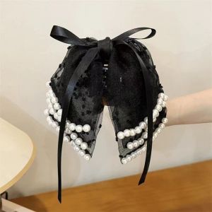 Mesh Bow Pearl Hairpin Korean Fashion Elegant Hair Clip Hair Accessories for Girls