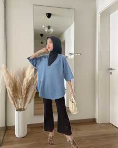KAOS OVERSIZE POLOS/ATASAN WANITA/ATASAN KEKINIAN LENGAN 7/8/ATASAN HIJAB