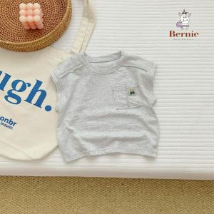 Áo thun ba lỗ tank top màu trắng vàng xanh xám phong cách hàn quốc cho bé trai 1 đến 7 tuổi BERNIE