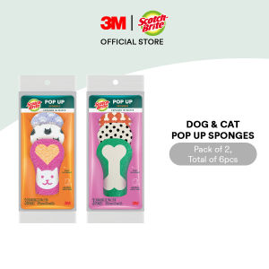 [BUNDLE] 3M™ Scotch-Brite® Dog Pop Up Sponge 3pcs/pack + 3M™ Scotch-Brite® Cat Pop Up Sponge 3pcs/pack Pet Safe Cleaning