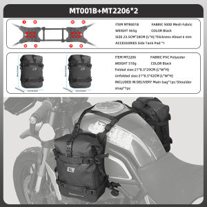 Rhinowalk Motorcycle Tank Side Hanging System Set Waterproof 2pcs 6L Tank Side Bag+Multifunction Motorcycle Vest With MOLLE System Motorcycle Tank Side Bag Base Motorcycle Front Bag Motorcycle Accessories For Most Motorcycles