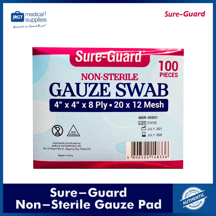 Sure Guard Non-Sterile Gauze Pad 4x4 Medical Gauze 100 pieces (1 Box ...