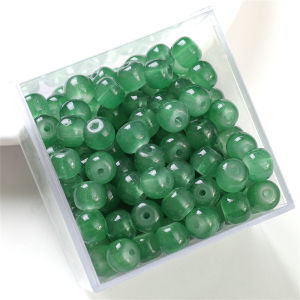 30Pcs/lot 8x7mm Glass Imitation Jade Barrel Beads Colorful Apple Round Loose Beads For Jewelry Making DIY Crafts Bracelet Accessories