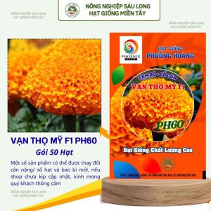 Gói 50 Hạt Vạn Thọ Mỹ F1 PH60 – Cam Đỏ Cổ Lùn Cao 55–60cm