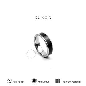 Emrys Simple Ring EURON Black Real Titanium Anti Karat Cincin Titanium Pria Wanita
