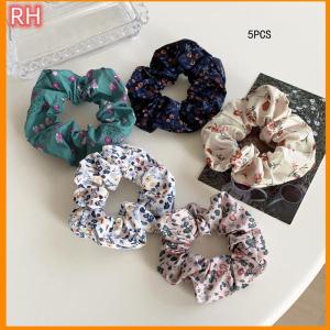 🔥🔥🔥ranghe 5ชิ้นยางรัดผมลายจุดน่ารักหรูหราผ้ามัดผมพร้อมพิมพ์ลายดอกไม้วงผมลายดอกไม้สไตล์สถาบันการศึกษาสำหรับทุกวัย