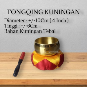 Tongqing Kuningan Gong Alat Sembahyang Ukuran 4 Inch