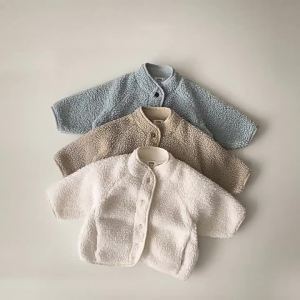 5125 Korean Childrens Clothing Winter Boys and Girls Pure Color Coat Plus Velvet Padded Jackets2026