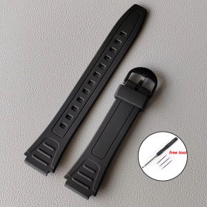 Zhangeer 18mm Black Silicone Watch Band for Casio W800 PU Rubber Watch Strap for Women Men Bracelet Soft Comfortable Wristband Replace Watch Accessories