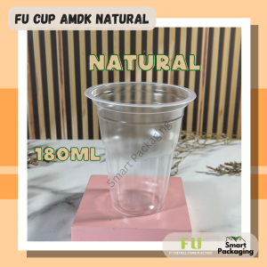 [ISI 50 PCS] FU Gelas Plastik AMDK 180ml / Gelas Aqua / Plastic Cup / Gelas Air Minum Dalam Kemasan Sekali Pakai Natural Transparan