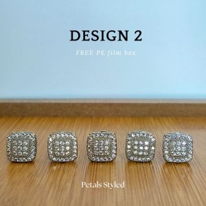 【PETALS_STYLED】 Butang Baju Melayu Premium Batu Besar Nikah Kahwin Set with Box (5PCS) Muslim Fashion Accesories