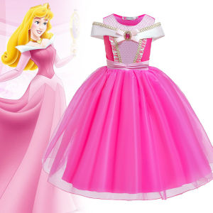 Fairy Gown Dress for Kids Girls Dress Sleeping Beauty Aurora Princess Gift Fancy Party Outfits Off Shoulder Kids Cosplay Dress Glove Crown