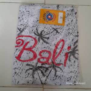 Setelan Baju Celana anak kaos lembut Motif pohon kelapa tulisan Bali