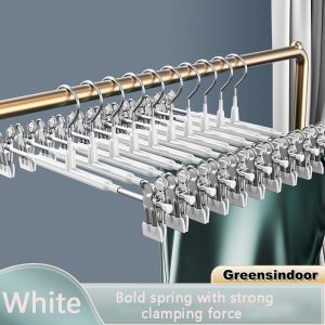 GREENSINDOOR 50Pcs Pants Hangers Clips Adjustable Clips Hanger Trousers Hanging No Trace Rack Non-Slip Clothes Hanger
