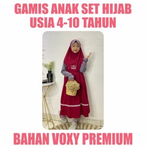 Gamis Anak Set Hijab Model Renda Usia 4-10 Tahun