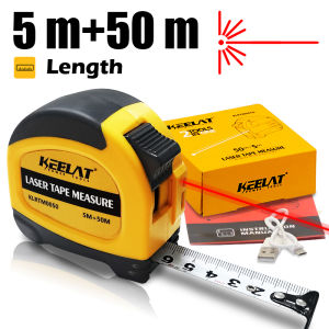 KEELAT 50m Laser Rangefinder 5m Tape Measure Ruler 2 in 1 Digital Distance Meter IP54 Waterproof Laser Ruler Digital Set